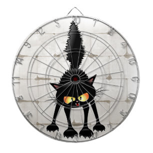Funny Fierce Black Cat Cartoon  Dartboard