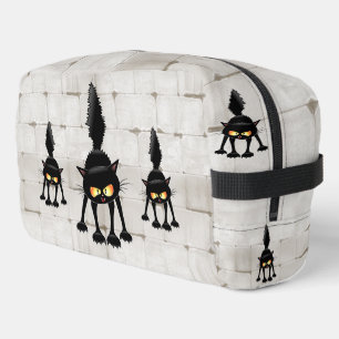 Funny Fierce Black Cat Cartoon Dopp Kit