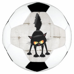 Funny Fierce Black Cat Cartoon Football
