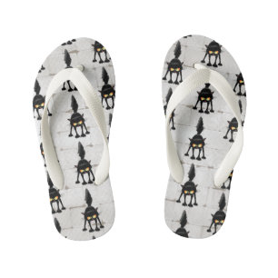 Funny Fierce Black Cat Cartoon  Kid's Flip Flops