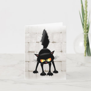 Funny Fierce Black Cat Cartoon  Note Card