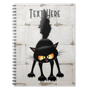 Funny Fierce Black Cat Cartoon  Notebook