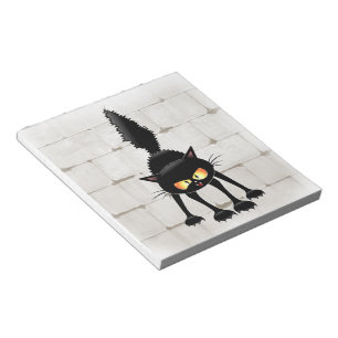 Funny Fierce Black Cat Cartoon Notepad