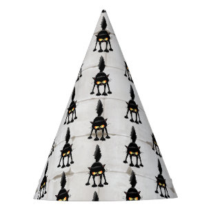 Funny Fierce Black Cat Cartoon Party Hat