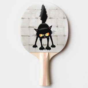 Funny Fierce Black Cat Cartoon Ping Pong Paddle
