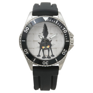 Funny Fierce Black Cat Cartoon  Watch