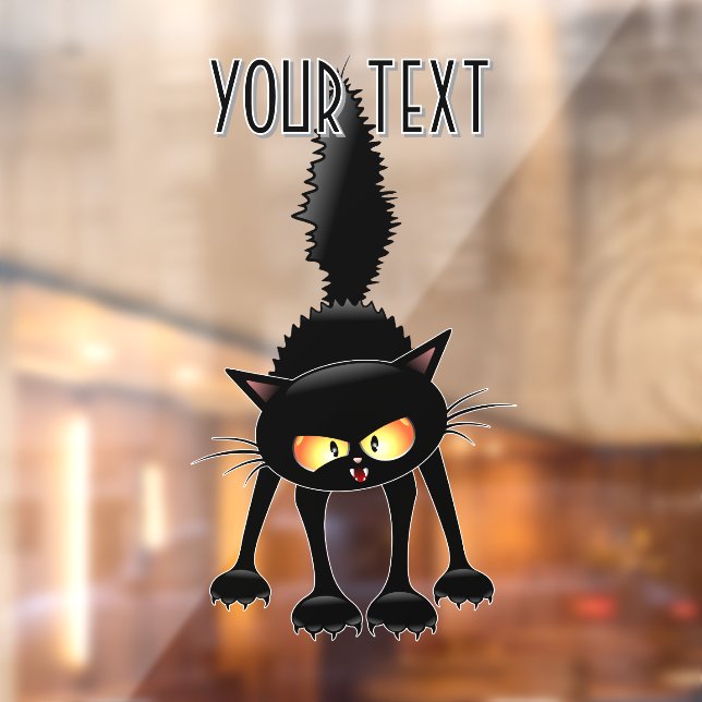 Funny Fierce Black Cat Cartoon  Window Cling (Sheet 2)