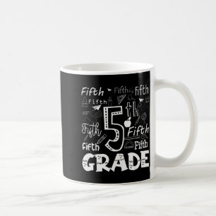 Funny Fifth Grade Doodle Tygraphy Birthday Design  Coffee Mug