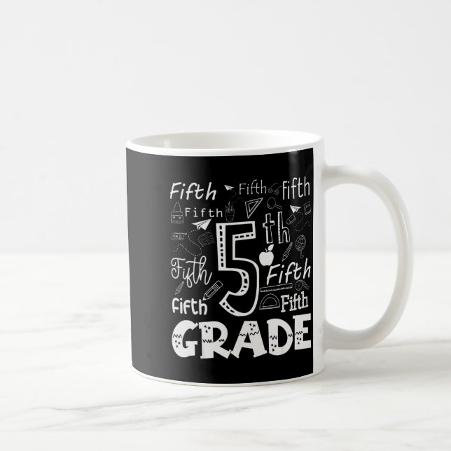 Funny Fifth Grade Doodle Tygraphy Birthday Design  Coffee Mug (Right)