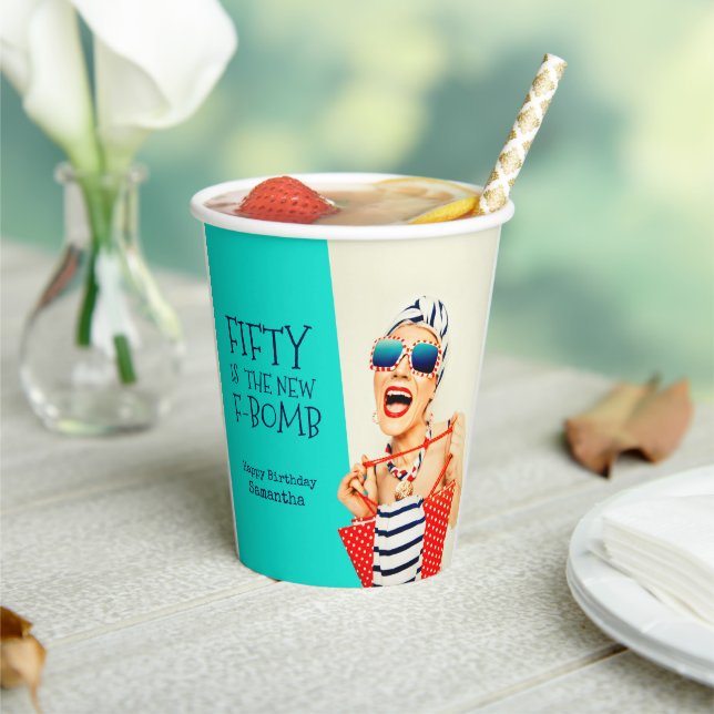 Funny Fifty is the New F-Bomb Birthday Party Paper Cups (Insitu)