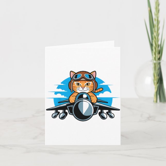 Funny Fighter Jet Cat Lot Aviation Humor For Cat L Card (Front)