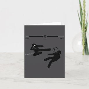 Funny Figures Stick Men Cartoon Fight Gaming Graph Thank You Card