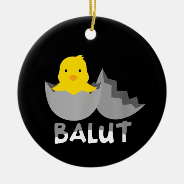 Funny Filipino Balut Ceramic Tree Decoration (Front)