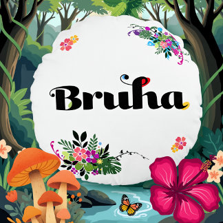 Funny Filipino Bruha Boho Round Pillow Blue