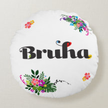 Funny Filipino Bruha Boho Round Pillow Pink