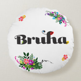 Funny Filipino Bruha Boho Round Pillow Pink