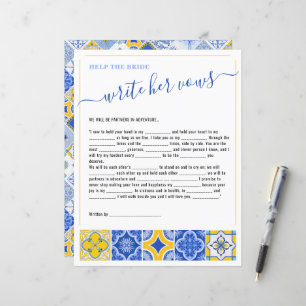 Funny Fill In Vows Blue Tile Shower Game