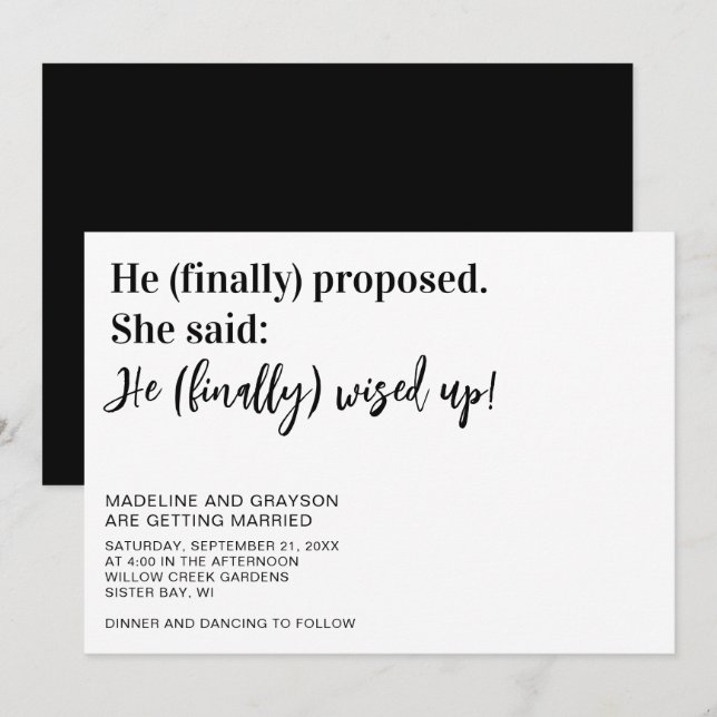 Funny Finally Casual Wedding Invitation (Front/Back)