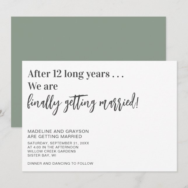 Funny Finally Getting Married Casual Wedding Invitation (Front/Back)