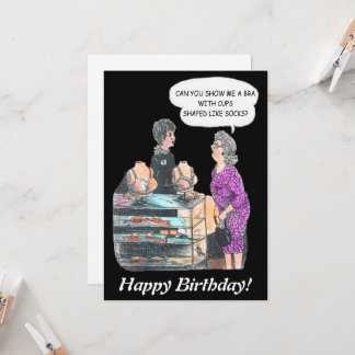 Funny Finding the Right Bra Shopping Old Lady Flat Card