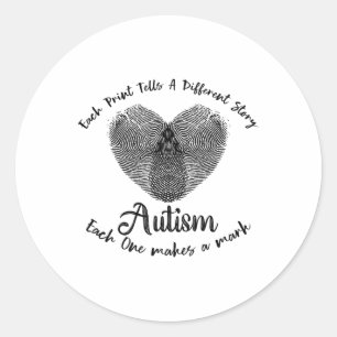 Funny Fingerprint Autism Each Print Tells A Differ Classic Round Sticker