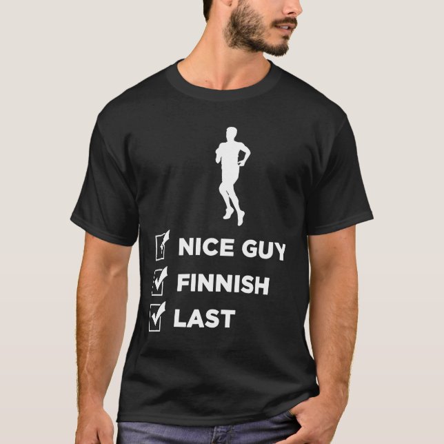 Funny Finnish Roots Finland runner jogger gift T-Shirt (Front)