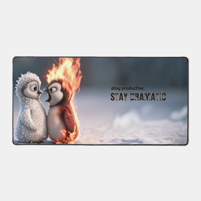 Funny Fire and Ice Penguin Mouse Pad (Front)