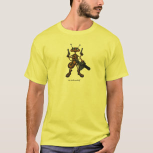 Funny fire ant with guns cartoon drawing t-shirt