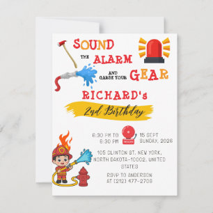 Funny Fire Truck Birthday Adventure For Kids Party Invitation