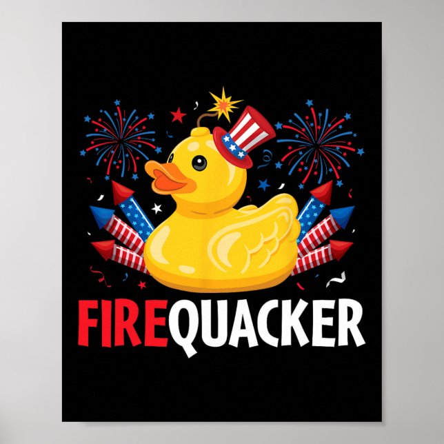 Funny Firecracker Duck 4th Of July  Poster (Front)