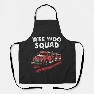 Funny Firefighter Art Fire Truck Fireman Apron
