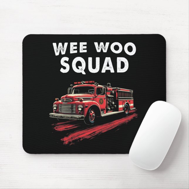 Funny Firefighter Art Fire Truck Fireman Mouse Mat (With Mouse)