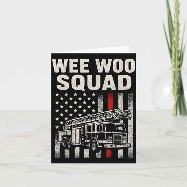 Funny Firefighter Art For Men Women Kids Fire Truc Card (Front)