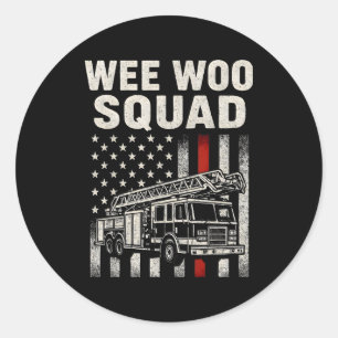 Funny Firefighter Art For Men Women Kids Fire Truc Classic Round Sticker