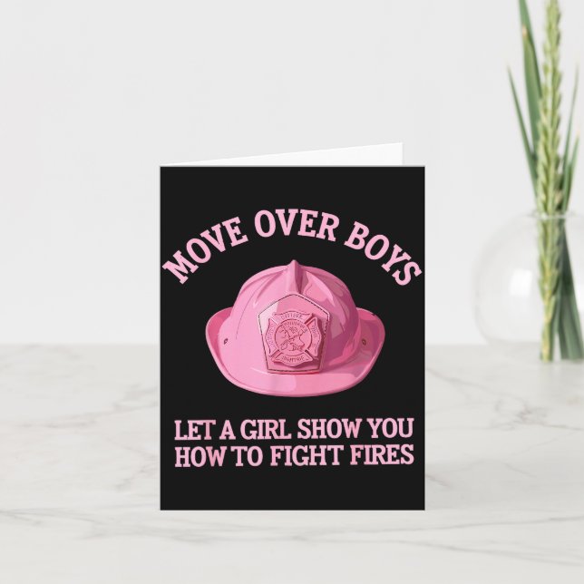 Funny Firefighter Art For Women Girls Fire Fighter Card (Front)