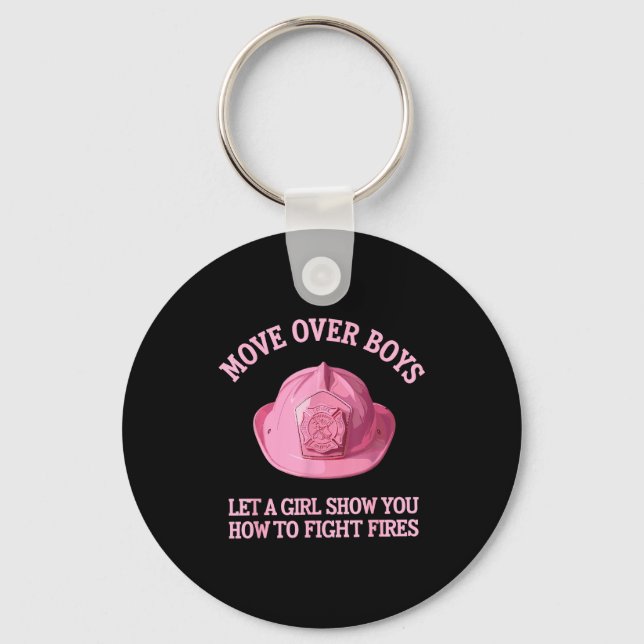 Funny Firefighter Art For Women Girls Fire Fighter Key Ring (Front)