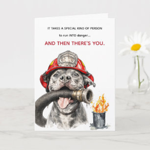 Funny Firefighter Birthday Card Coworker Dog Humou