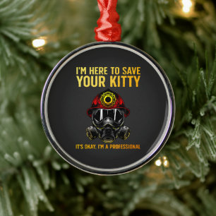Funny Firefighter For Fireman Metal Tree Decoration