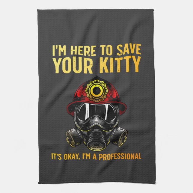 Funny Firefighter For Fireman Tea Towel (Vertical)