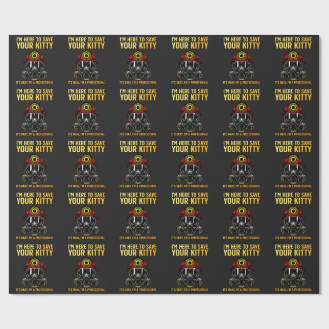 Funny Firefighter For Fireman Wrapping Paper (Flat)