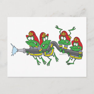 funny firefighter froggy frogs postcard