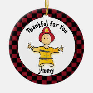 Funny Firefighter Gift - Thank You Fireman Ceramic Tree Decoration