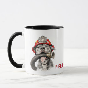 Funny Firefighter Mug Dog Hose Humour Gift