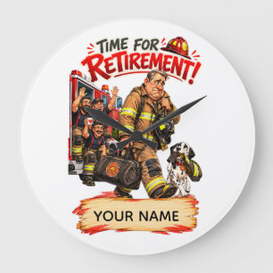Funny Firefighter Retirement Gift Large Clock