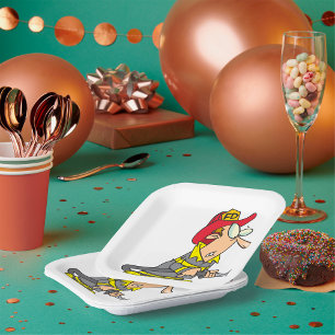 Funny Firefighter with Hose Emergency Responder  Paper Plate