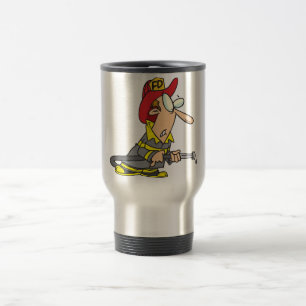Funny Firefighter with Hose Emergency Responder  Travel Mug