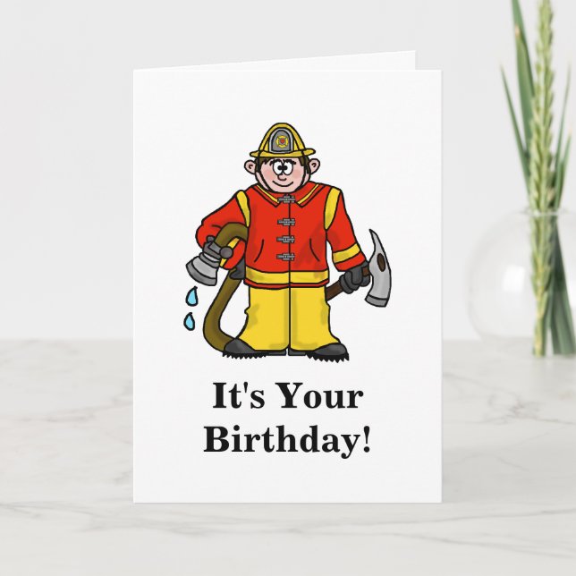 Funny Fireman Birthday Card   Customise It! (Front)