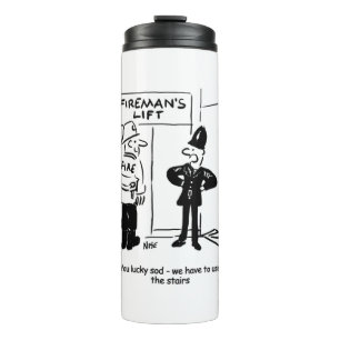 Funny Fireman Firefighter and Policeman Cartoon Thermal Tumbler