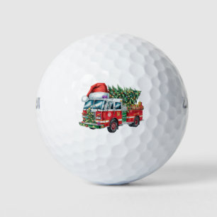 Funny Firetruck Santa Hat Christmas Tree Lights  Golf Balls