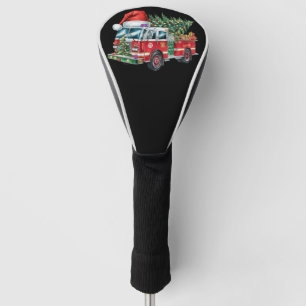 Funny Firetruck Santa Hat Christmas Tree Lights Golf Head Cover